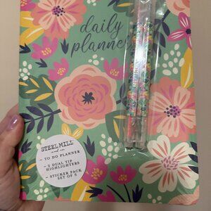 Steel Mill Floral Planner with Highlighters and Stickers NEW